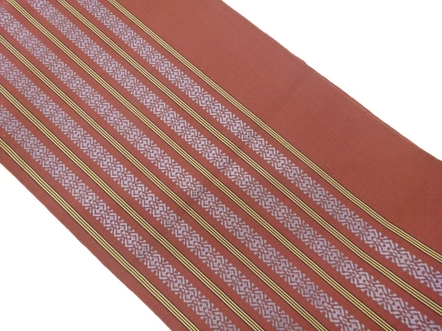 JAPANESE FUKURO OBI / CHIKUZEN HAKATA / WOVEN ABSTRACT STRIPE